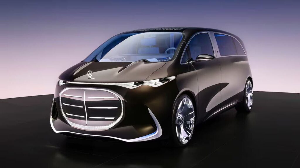 Mercedes luxury electric van with 65 inches screen, 42 speakers
